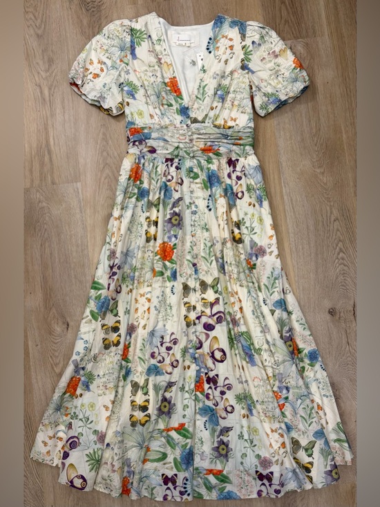 NWT by Anthropologie Floral Cream V-Neck Maxi Dress with Puff Sleeves - Picture 8 of 11